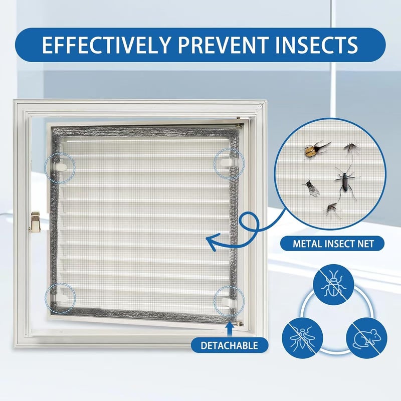Crezone 11.5 x 11.5 Louvered Access Panel with Elephant Trunk Latch - Access Panel with Vent - White Aluminum - Inside Dimensions: 10 x 10 inch - Image 3